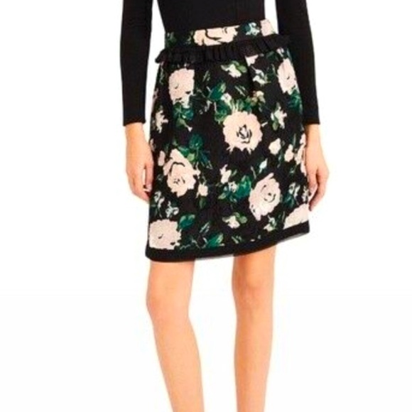 CLUB MONACO Adamaris Floral Silk & Wool Skirt Size 12 - Picture 1 of 7